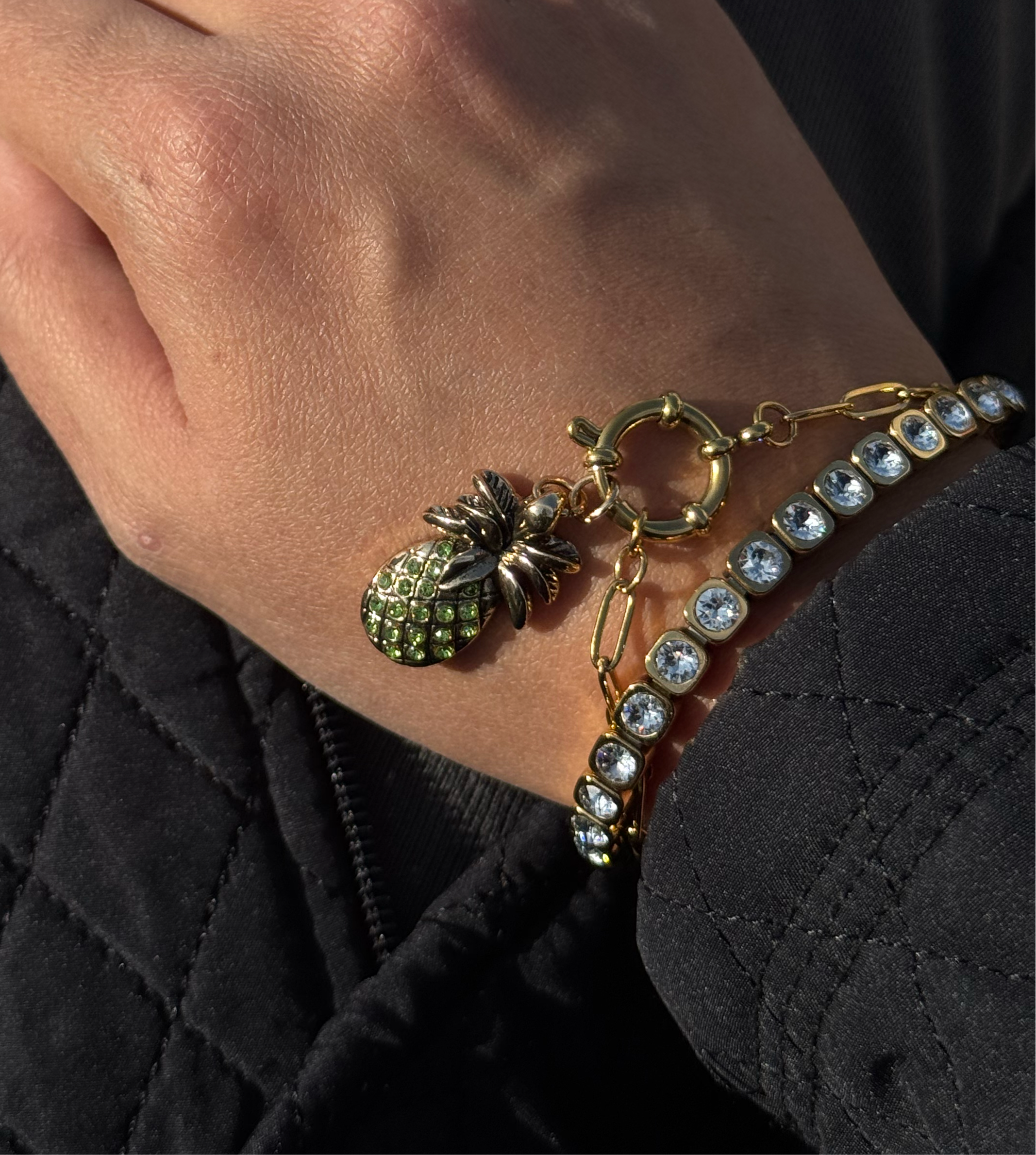 chain on hoop bracelet