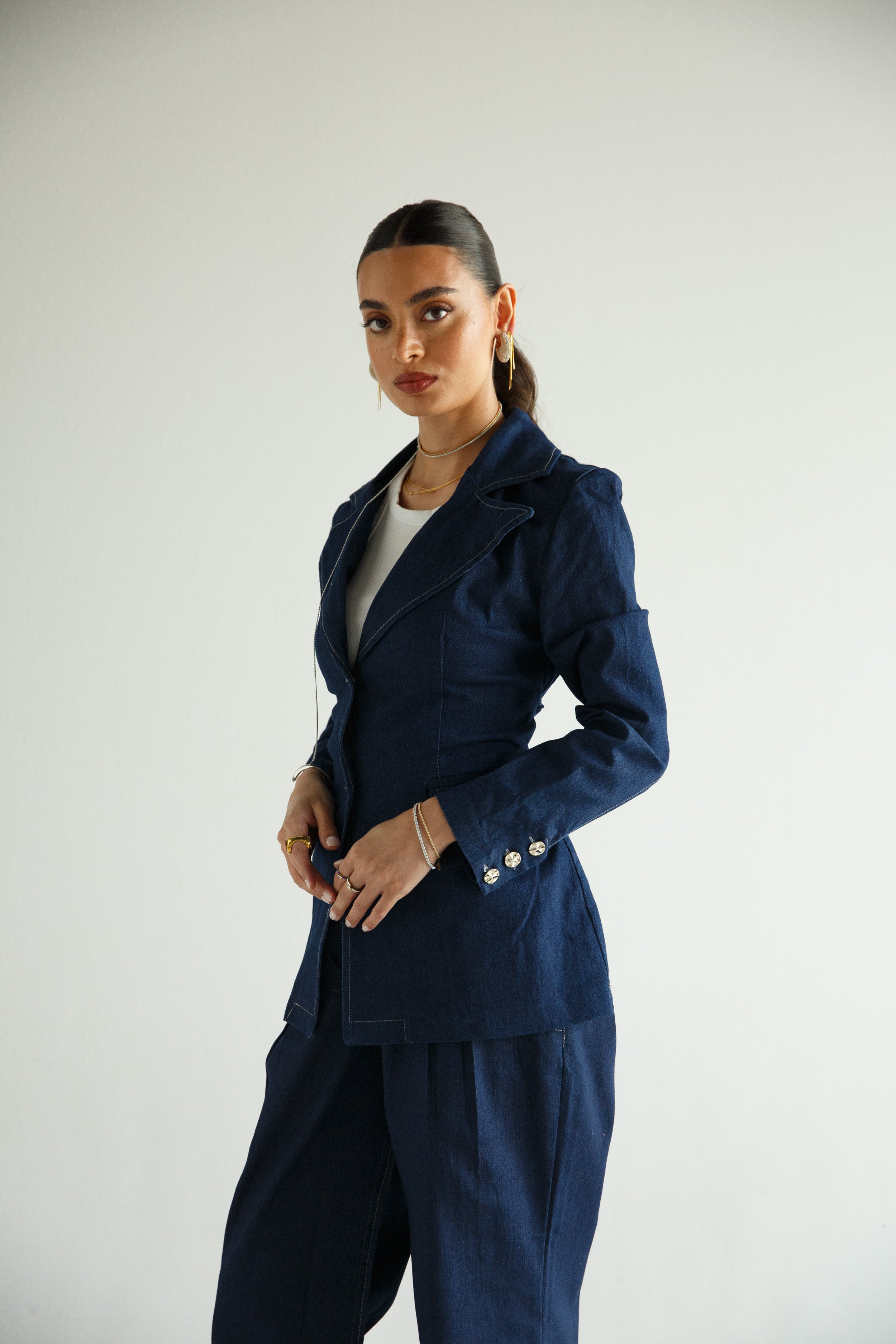 denim suit
