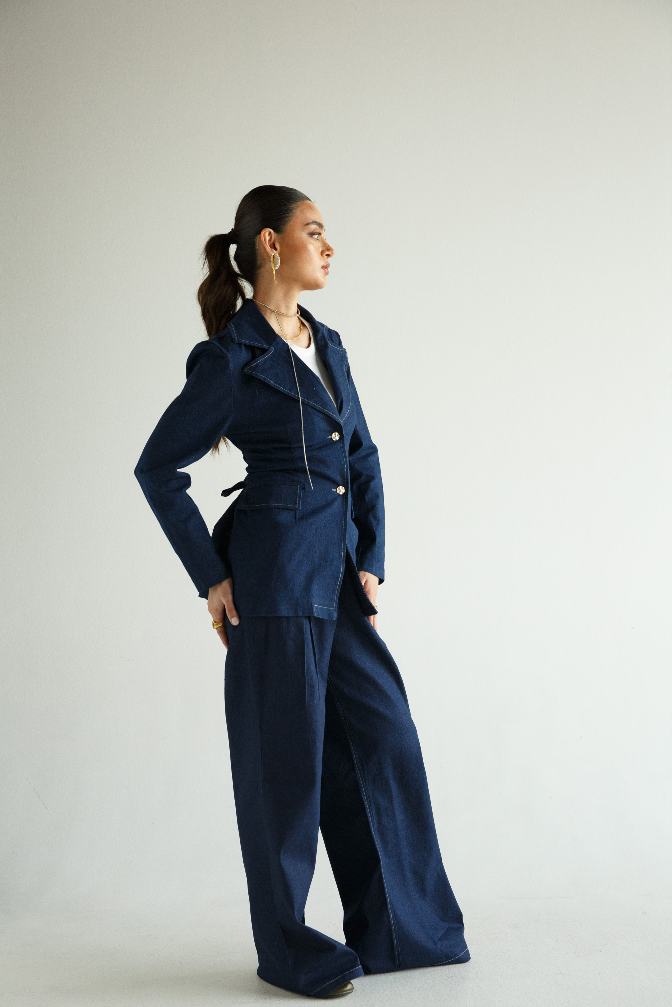 denim suit