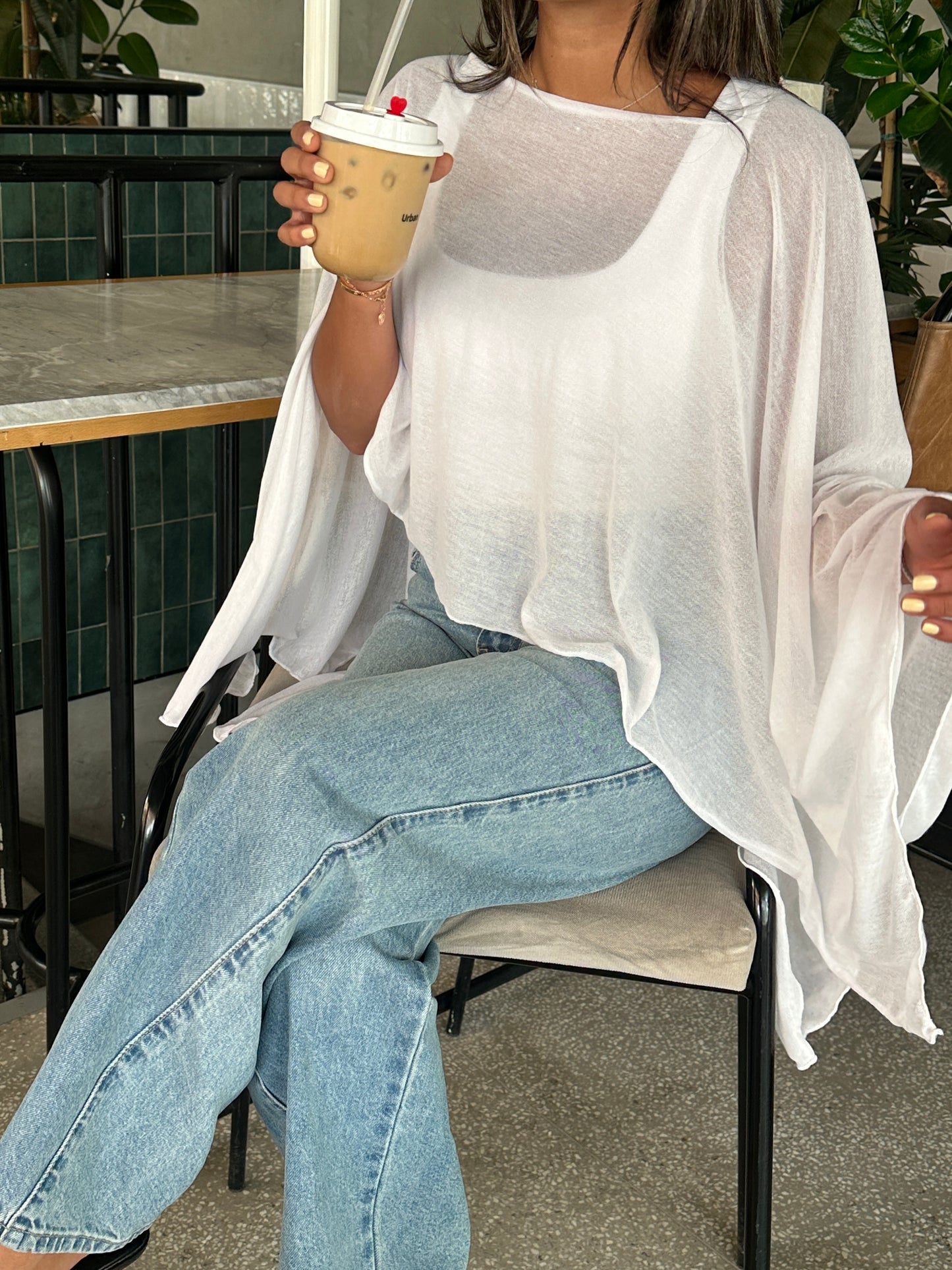 Cropped cape-see through