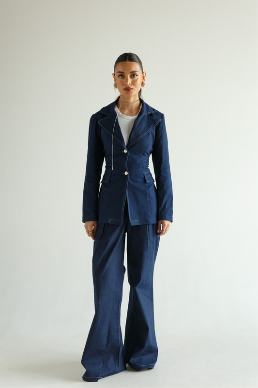 denim suit